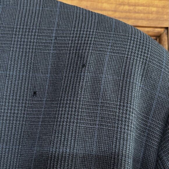Hickey Freeman Boardroom Jacket Blazer Coat Men's Size 42R Blue Wool Houndstooth - Picture 11 of 11